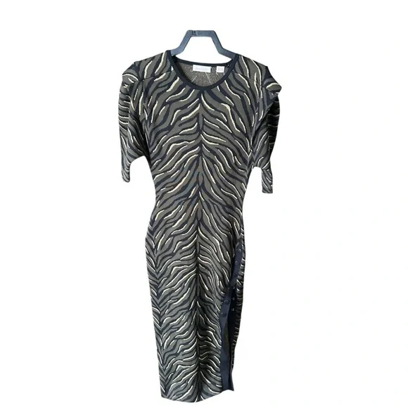 Sass & Bide Midi Dress Movement of Sound: animal print, button slot NWOT XS - Picture 3 of 10